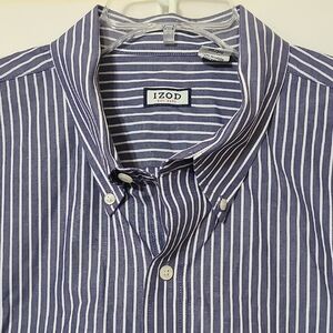 Izod Men's Gray & White Striped Button-Up Long Sleeve Shirt‎ - Size 3XL